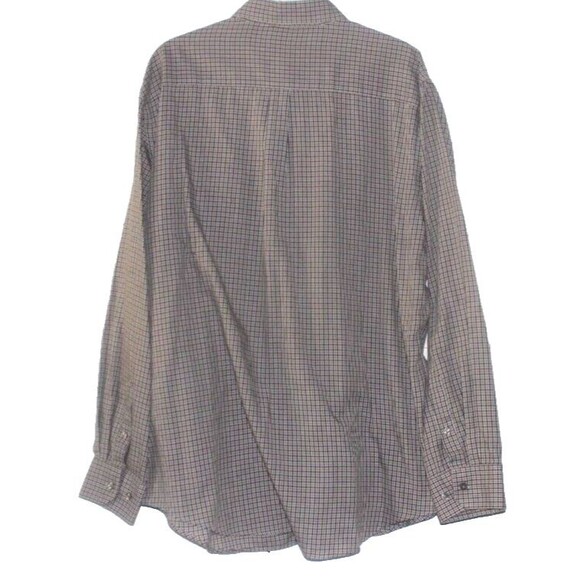 Van Heusen Men's Button Down Shirt Brown Gray Tan Ivory Check XL 17-17 1/2 - Picture 4 of 6